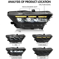 Ensemble de phares LED complets 12V neufs pour Mustang 2015-2017 GT350 GT500 tous modèles, projecteur DRL 5000 lumens 6000K, lampe avant