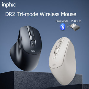 Chuột không dây Inphic DR2 sạc lại được, 3 chế độ kết nối 2.4G+5.0/4.0 Bluetooth, độ phân giải 2400dpi, thiết kế công thái học, đèn nền LED, chơi game, mini, im lặng - Product Image 2