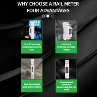 Meter Listrik Pintar Digital LCD Satu Fasa 1P, Analisa kWh, 5(60)A 50Hz Watt, DIN Rail, Meter Energi