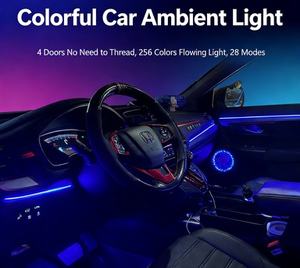 مصباح جو LED للسيارة بـ64 لونًا قابل للتعديل مع تحكم عبر التطبيق وصوت ذكي وساعة متعددة الوظائف - Product Image 2