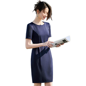 High Waist O-Neck Stripe Bodycon Dress Pumpkin Color With Belt Office Casual Women's Dress - Product Image 5