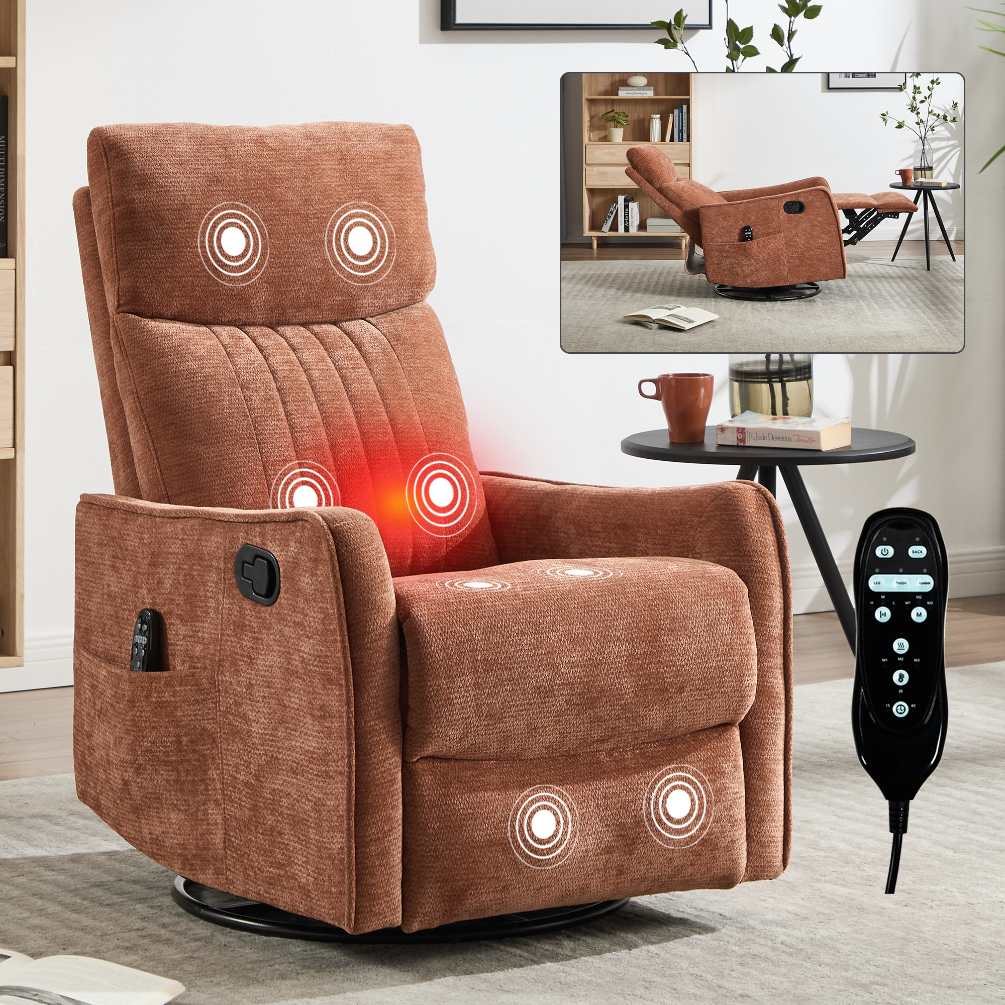 Orange + Chenille + Mousse de fibres et Coussinet en fibre de polyester