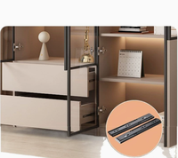 Étagère de rangement à plusieurs niveaux multifonctionnelle en verre noir et blanc, robuste, écologique, avec éclairage LED, facile à nettoyer, de haute qualité