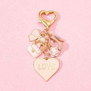 Pretty Heart Charm Keychain Flower Bow Knot Bag Fashion Rose Enamel <b>Key</b> <b>Chains</b> Woman Keychain Gift Cute Keychains for Girls - Product Image 2