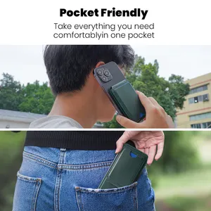 Portefeuille magnétique en PU végétalien compatible avec le portefeuille MagSafe pour tous les téléphones
