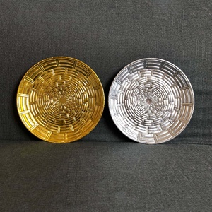 11 "or Rose rond motif régulier décor plateau épaissi en plastique fruits <span class=keywords><strong>plat</strong></span> bol décoratif chargeur assiette cadeaux en gros - Product Image 1