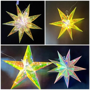 Étoiles <span class=keywords><strong>de</strong></span> Noël en <span class=keywords><strong>papier</strong></span>, décorations brillantes écologiques à piles, pendentifs holographiques à 5 ou 7 branches pour la décoration d'arbres, <span class=keywords><strong>de</strong></span> fenêtres et <span class=keywords><strong>de</strong></span> murs - Product Image 4