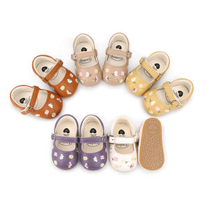 Zapatos informales antideslizantes de cuero Pu para niña pequeña, zapatos informales con estampado de flores para caminar, zapatos de vestir para niña pequeña, zapatos para niño pequeño - Product Image 1