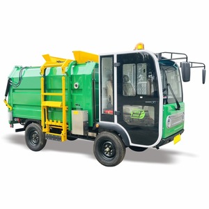 Camion à ordures électrique à chargement arrière vert 2 places avec moteur et compartiment scellable pour la collecte des déchets - Product Image 1