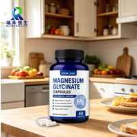 Capsules de glycinate de magnésium pour adultes, véganes, sans OGM, à absorption élevée, pour le soutien relaxant nocturne, fabriquées en usine OEM