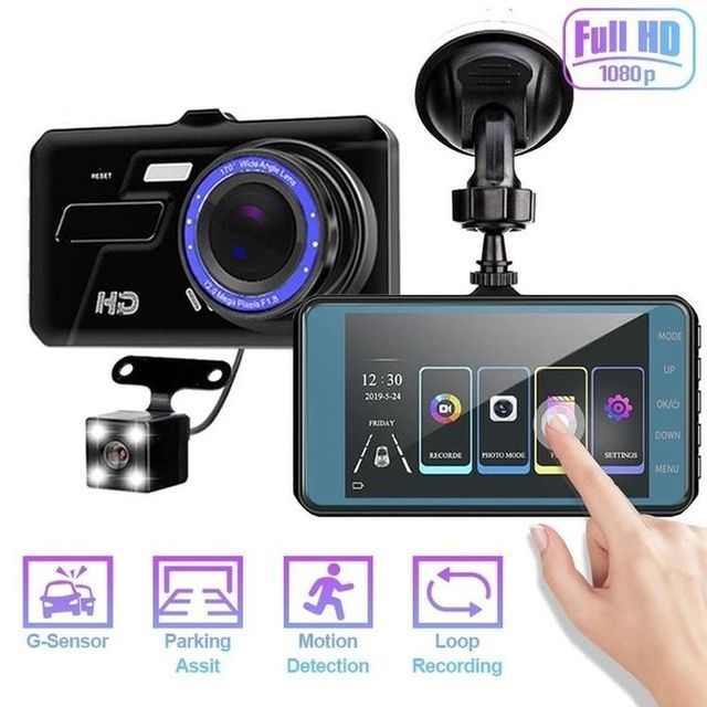 New Car DVR Video Recorder 4-Inch IPS High-Definition 1296P Touch Night Vision Hidden Dual Recording Reverse Image for Safe