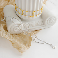 Mode Chic En Gros Fine Jewelry Double Couche En Argent Sterling 925 Plaqué Or Dollar Lettre Signe avec Zircon Naturel