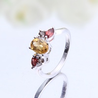 Respecter Offre Spéciale Mode Citrine Quartz Bague Bijoux Pierres Précieuses de Grenat Naturel 925 en Argent Sterling Bagues de fiançailles