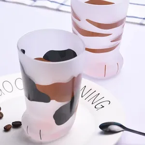Criativo <span class=keywords><strong>Cute</strong></span> Cartoon <span class=keywords><strong>Cat</strong></span> Paw <span class=keywords><strong>Glass</strong></span> 300ML Eco-friendly Travel Mug com tampa de palha para água Suco de leite e bebidas frias - Product Image 2