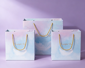 Gradient Feather <b>Paper</b> Gift Bag, Made of <b>Thick</b> White Cardboard-Vietnam FSC Certified Luxury Packaging Factory - Product Image 3