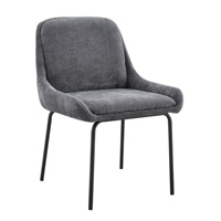 Chaise de salle à manger moderne rembourrée en tissu, chaise d'appoint rembourrée avec pieds en métal noir courbé, vente en gros pour hôtels et restaurants