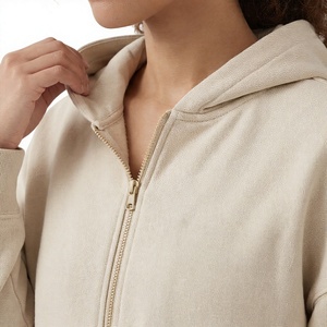 <b>Women's</b> Beige Cropped Zip Up Hoodie And <b>Jogger</b> Pants Tracksuit Set Casual Two Piece <b>Outfit</b> - Product Image 6