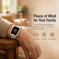 Montre connectée d'alerte médicale EV06 pour seniors avec GPS 4G, bouton SOS, détection de chute, moniteur de fréquence cardiaque et SpO2