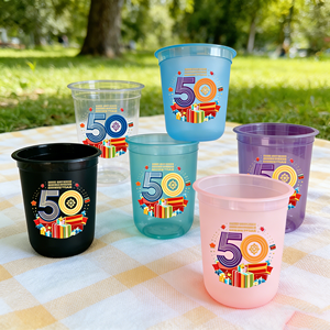 Gobelets jetables en plastique PET de 12 oz et 14 oz, en forme de U, imprimés sur mesure, pour jus, smoothies, bubble tea, café, avec motif de mariage - Product Image 1
