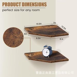 Wooden Corner <b>Shelf</b> <b>Wall</b> <b>Mounted</b> Heavy Duty Storage Rack For Kitchen Spice Organization - Product Image 4