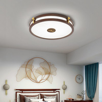 Nouveau bois chinois bois de santal couleur chambre lumière salon salle à manger lumière rétro bois massif rond chinois Led plafonniers
