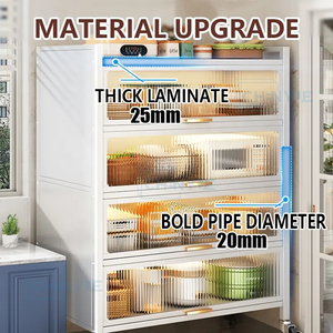 Nhà bếp Kệ tổ chức đa chức năng món ăn kệ hoàn toàn đóng cửa tủ nhiều lớp kệ lưu trữ ngăn chặn bụi/muỗi/chuột - Product Image 5