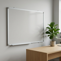 Tableau blanc magnétique mural effaçable à sec avec dos en acier galvanisé et cadre en aluminium anodisé, surface en acier laqué