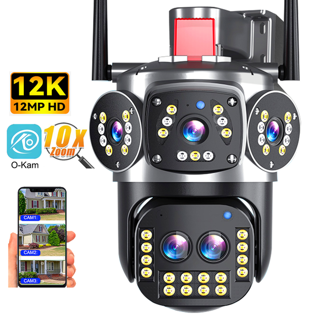 WiFi Waterproof CCTV PTZ Wireless Camera with Night Vision and Two Audio Network Security Camera Featuring Three Screens