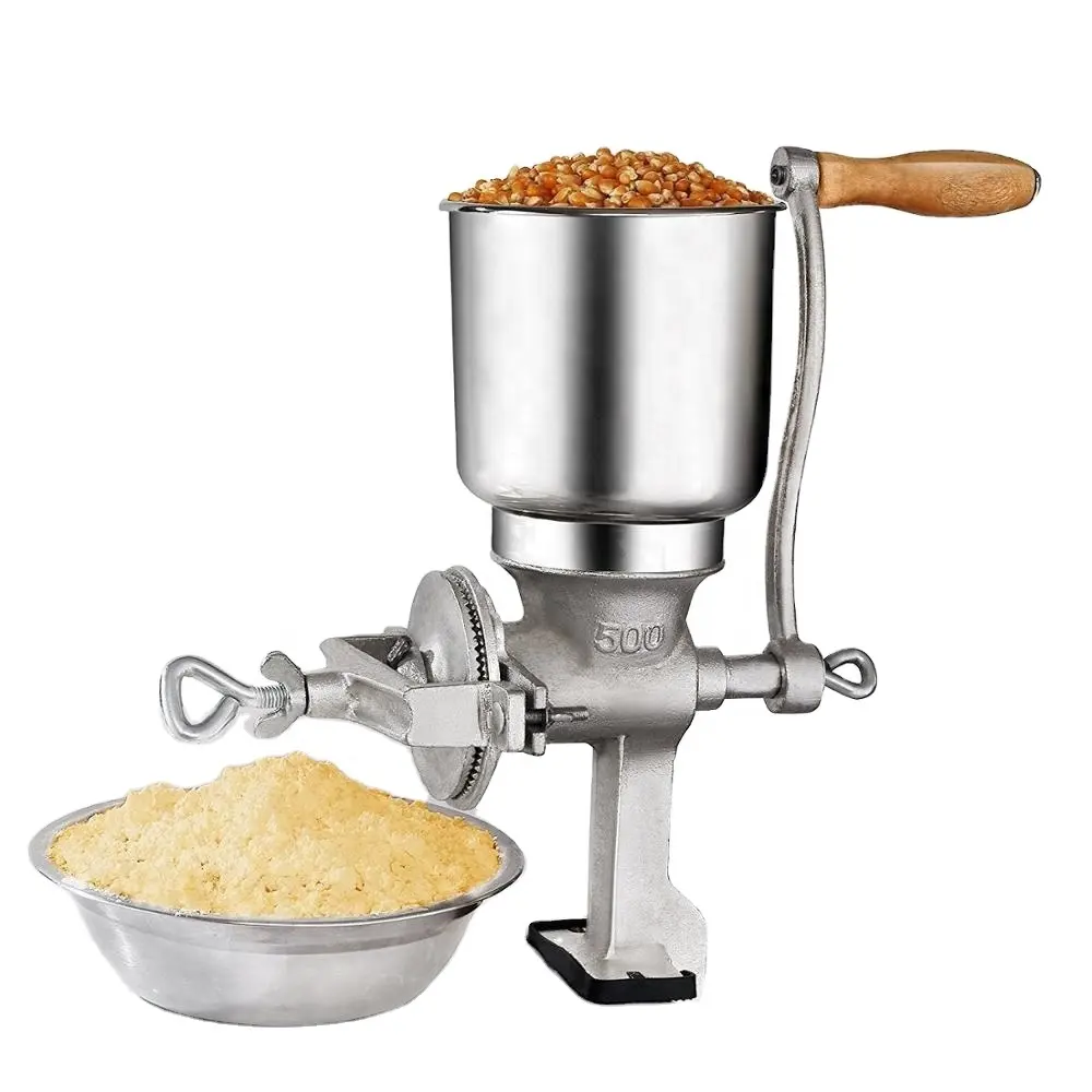 Hand operated grain processing machine corn mill grinder