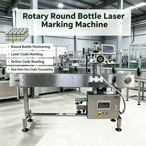 Machine de marquage laser UV à positionnement rotatif pour ligne de montage en ligne, avec capteur de code couleur et gravure de code de traçabilité GS1 - Product Image 1