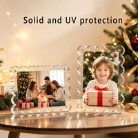 Cadre photo magnétique en acrylique transparent décoratif double face à bords festonnés pour table, bureau, famille, mariage, décoration intérieure
