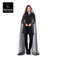 ODM vente entière Halloween Anime Costumes sorcière hantée ensemble Zombie Vampire Cape avec Long noir transparent à capuche maille accessoire