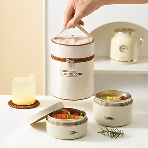 Kotak Makan Siang Rumah Tangga Jepang Berkualitas Tinggi Kotak Makan Siang Bento Berinsulasi Logam Tutup Mangkuk Sup Bubur PP+304 Baja Tahan Karat - Product Image 3