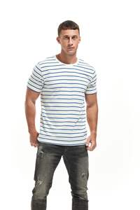 Camiseta personalizada de cuello redondo para correr para hombre, camiseta a rayas de gran tamaño, Camiseta de algodón transpirable para hombre - Product Image 2