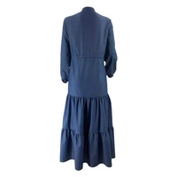 Robe musulmane HANO pour femme, couleur unie, longue, élégante, à la mode, avec manches portefeuille et taille cintrée, style cowboy, pour l'Aïd au Moyen-Orient