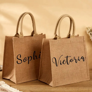 Bolsa de Yute Personalizada con Nombre, Bolsa de Compras de Arpillera Natural con Asa de Cuerda para Regalo - Product Image 4