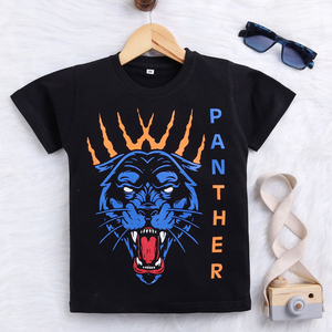 เสื้อยืดผ้าฝ้ายพิมพ์ลายเสือดำสำหรับเด็กผู้ชายเสื้อยืดผ้านิ่มใส่สบายคอกลมแขนครึ่งท่อนสำหรับฤดูร้อน - Product Image 1