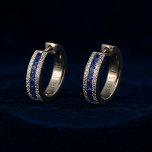 Pendientes de Aro Reduk de One & Only, Plata 925 con Baño de Rodio, Cristal Azul con Engaste en Canal, Clásicos para Uso Diario de Mujer - Product Image 2