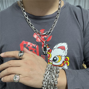 <b>Titanium</b> Steel Robot Pendant Men's Stainless Steel Necklace Cartoon Geometric Retro Punk Hip Hop Style 120111 - Product Image 4
