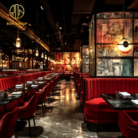 Ensemble de meubles commerciaux sur mesure Ron Group, table carrée en marbre, chaise de restaurant personnalisée, banquette incurvée en velours pour restaurant