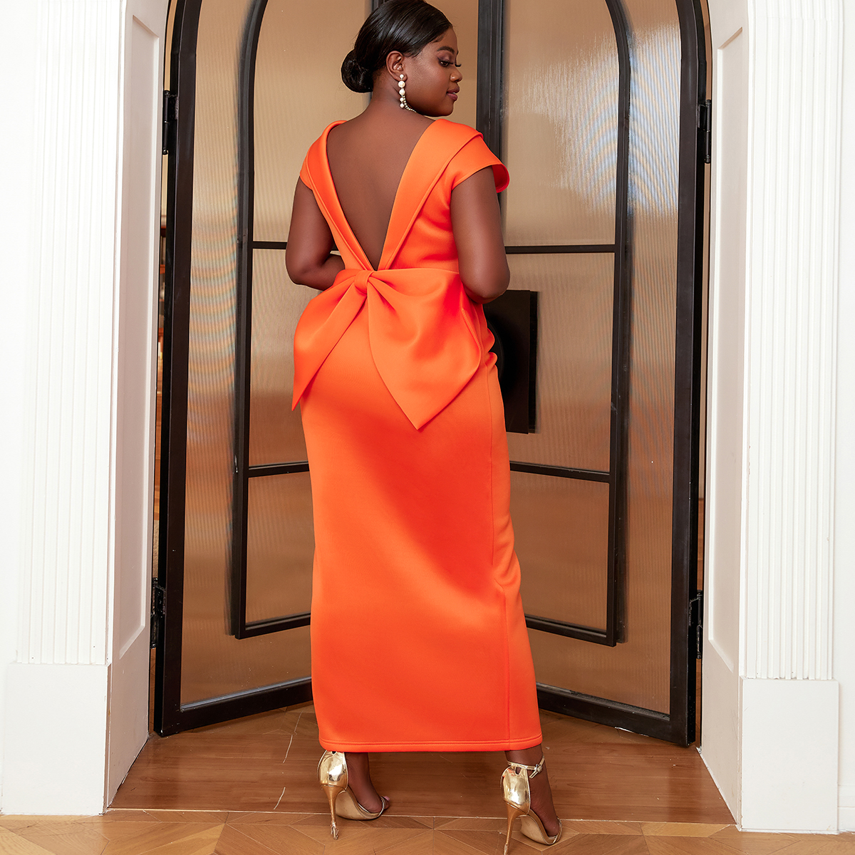 Split Big Bow Backless Evening Robes - African Tradition