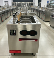 Cuiseur à pâtes à induction en acier inoxydable à six trous pour restaurant, station de cuisson ouverte