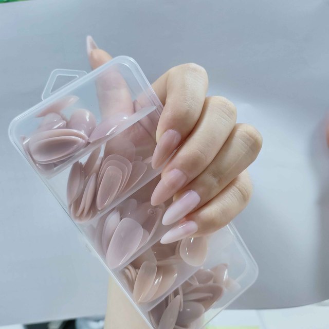 5 Colored Stiletto Acrylic Gel Extension Tips Designs Manufacturer Artificial Fingernai Nude Colorful Soft Gel-X Nail Tips