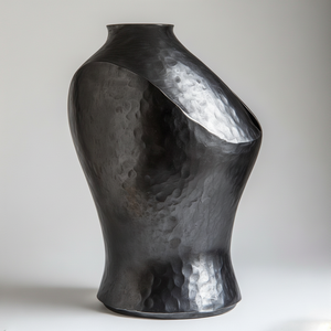 Jarrón rústico de musgo crepuscular en tono de Metal negro desteñido, jarrón de suelo, diseño Floral en relieve, decoración del hogar, declaración de acento - Product Image 1