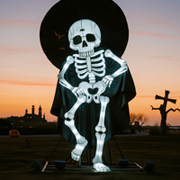 Lanterne de personnage squelette d'extérieur, étanche, en tissu de soie et acier, pour festival et spectacle lumineux d'Halloween en extérieur
