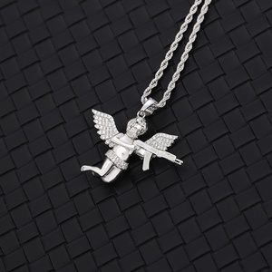 Hot Sale Hip Hop Moissanite Pendant 925 Soild <b>Silver</b> <b>Angel</b> Pendant Set VVS Moissanite Diamond <b>Angel</b> Pendant for <b>Necklace</b> - Product Image 2