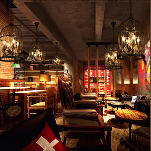 Trending Pendant Lamp Restaurant bar Outdoor Retro Black Crystal Bird <b>Cage</b> Chandelier - Product Image 5