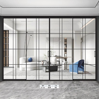 Porte coulissante en aluminium et verre coupe-feu, avec joint anti-fumée, pour sortie de secours d'immeubles commerciaux, escaliers et usines