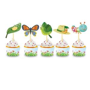 Tyryishu — accessoires de fête, décoration pour cupcake, en forme de chenille, pour joyeux anniversaire, garniture et emballage, à la mode
