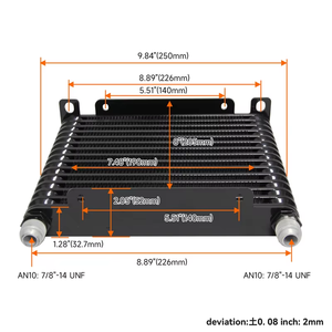 एक 10 32 मिमी एल्यूमीनियम 15 पंक्ति इंजन/ट्रांसमिशन रेसिंग तेल कूलर + 7 "इलेक्ट्रिक फैन किट ब्लैक - Product Image 3